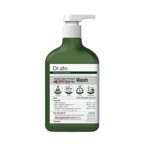 닥터아토 애플 사이다 비니거 워시, 267ml, 4개