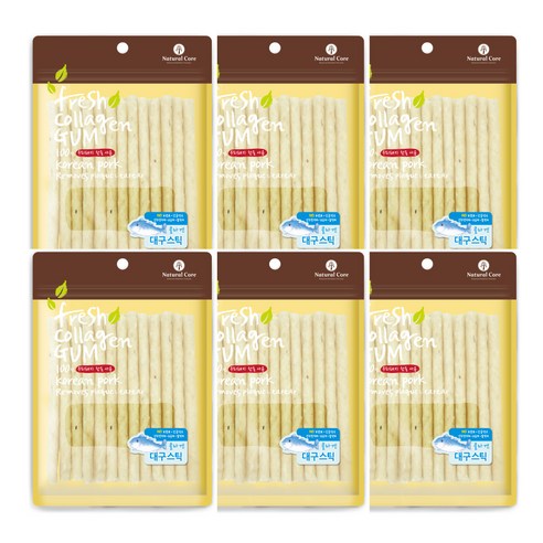 네츄럴코어 콜라겐스틱껌 강아지 간식 20p, 대구 맛, 6개