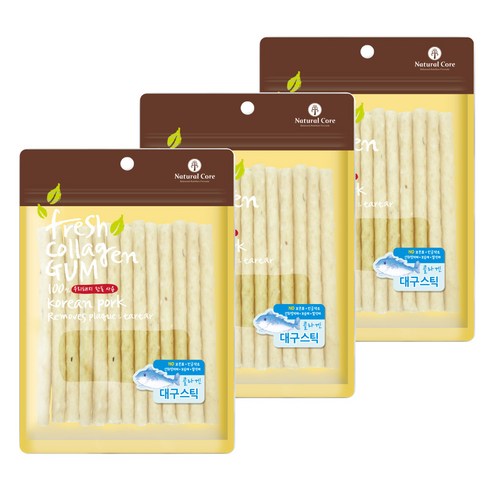 네츄럴코어 콜라겐스틱껌 강아지 간식 20p, 대구 맛, 3개