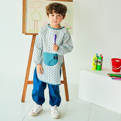 따블리에 아동용 민트쵸코 미술가운, 혼합 색상