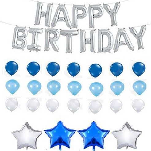 마켓감성 별 생일파티풍선 패키지, 타입5, 1세트
