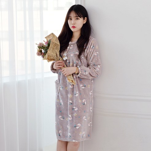디노바시 여성용 밍크 원피스 잠옷