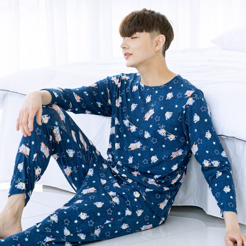 민트코코아 남성용 홈웨어 긴팔잠옷 상하의 세트