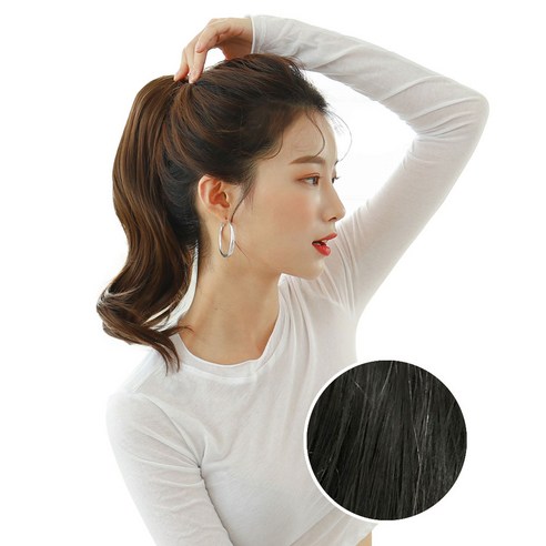 가발매니아 올림머리 포니테일 가발 2초포니 제니, 내츄럴블랙, 1개