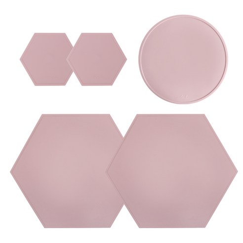 에이드엘 헥사곤 실리콘 테이블웨어 2인세트, 인디핑크, 395 x 343 mm