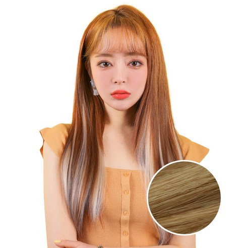 가발매니아 스트레이트 퍼트널컬러 붙임머리, 골드크림, 3개