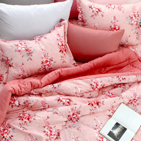 보몽드 플란넬 차렵이불 + 베개커버 세트 카일라, 핑크