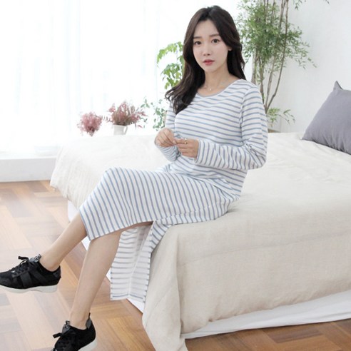 세이스타일 여성용 홈단가라 루즈핏 양트임 원피스