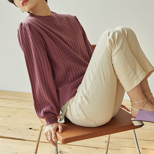 SOLOIST 여성용 볼륨 립 라운드넥 니트 FAEJ3A01