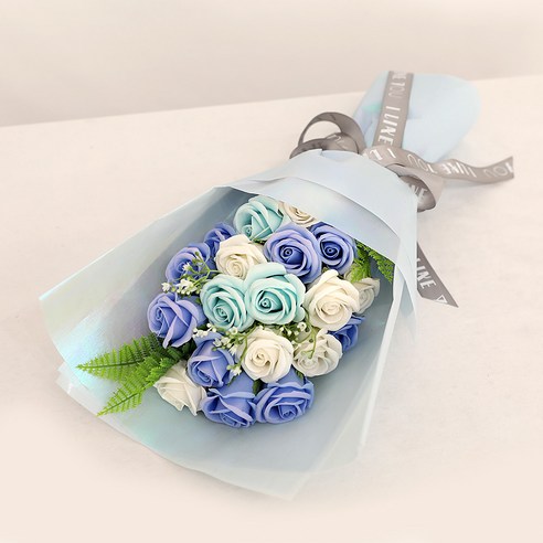 조아트 졸업 21송이 비누장미 조화 꽃다발, 블루