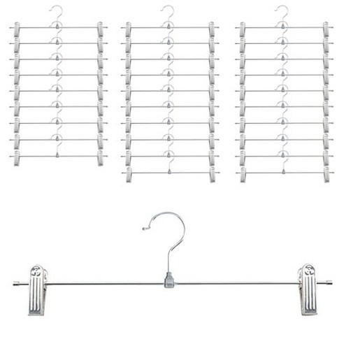자국방지 스틸 바지걸이, 혼합 색상, 30개 붙박이장바지걸이