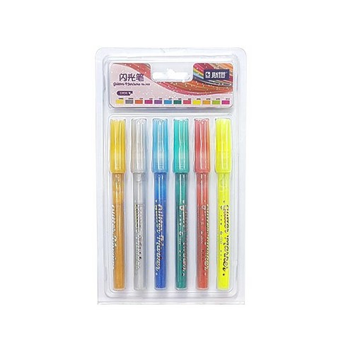 글리터 컬러 DIY 마카펜 세트, 6색, 1세트