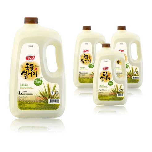 트리오 곡물설거지 주방 세제 우리밀, 3L, 4개