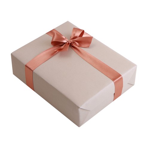 고급 엠보싱 포장지 54 x 78 cm 4p + 25mm 공단리본 9.1m, 포장지(카라멜), 리본(황갈색), 1세트