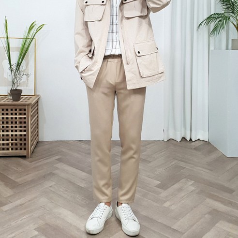 더클래식 남성용 빅사이즈 사방스판 슬랙스 밴딩 팬츠