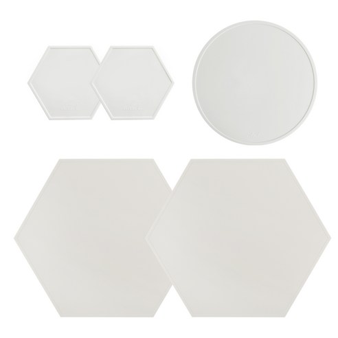 에이드엘 헥사곤 실리콘 테이블 웨어 2인 세트 5p, 베이지, 가로 395mm x 세로 343mm