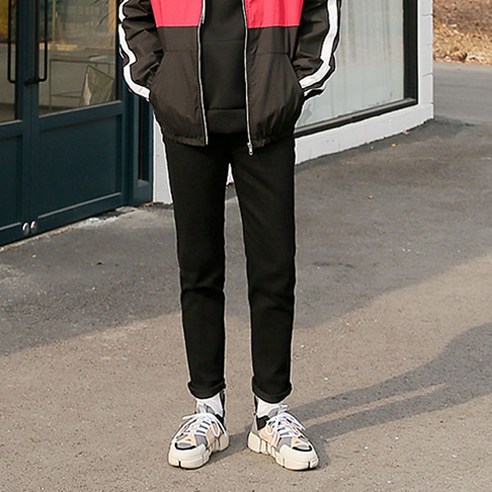 머시따 남성용 클래식 밴딩 슬림핏 블랙진