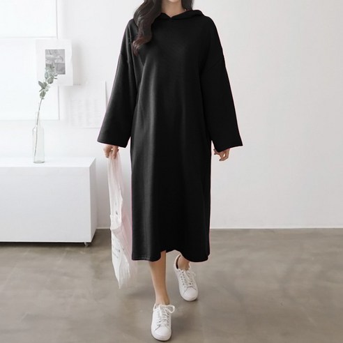 보리맘 조거 후드 롱 임산부 원피스 Y887