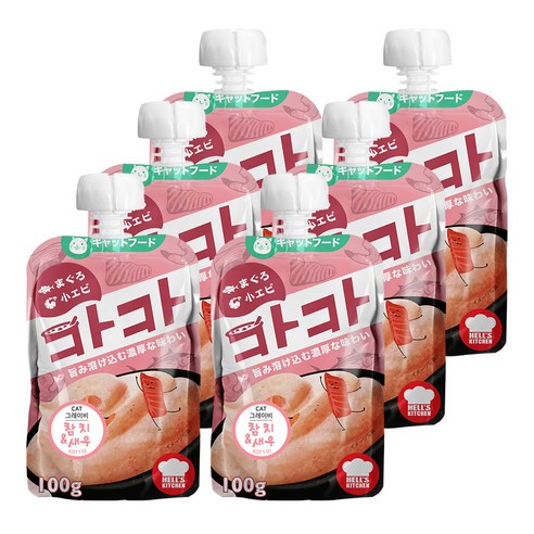 카카 어덜트 캣 파우치 애묘간식 닭고기 100g, 참치 + 새우 혼합맛, 6개
