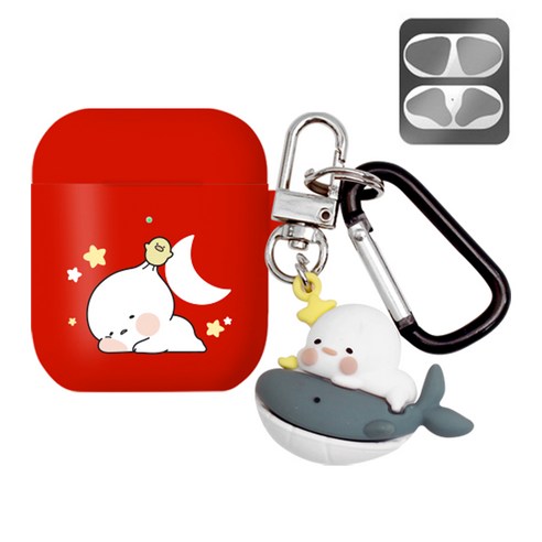 옴팡이 챠밍 키링 컬러젤리 에어팟케이스 + 철가루 방지 스티커, 나른팡