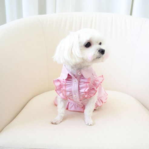 유앤펫 강아지 솜사탕 원피스, 핑크