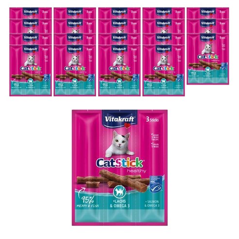 비타크래프트 캣 스틱 간식 3p, 연어 + 오메가3 혼합맛, 20개