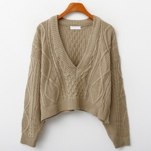 엔비룩 여성용 꽈브이 크롭 니트