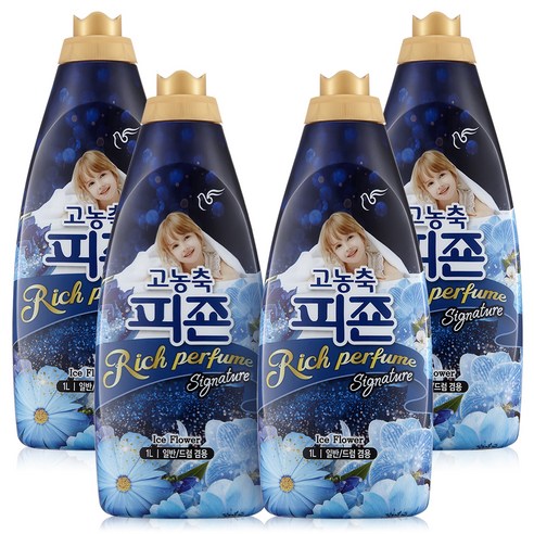 피죤 고농축 시그니처 섬유유연제 아이스플라워 본품, 1L, 4개