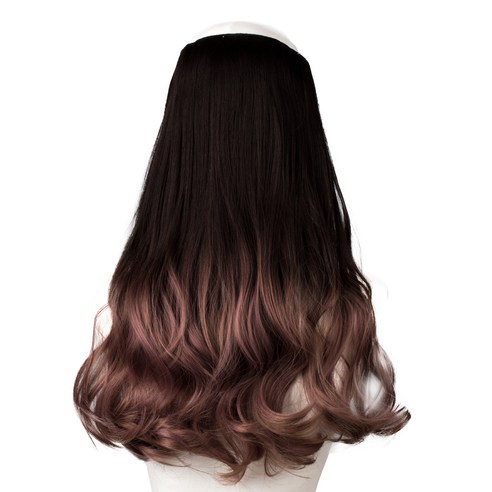 투컬러 웨이브 붙임머리 40cm 130g, 블랙 + 애쉬핑크, 1개