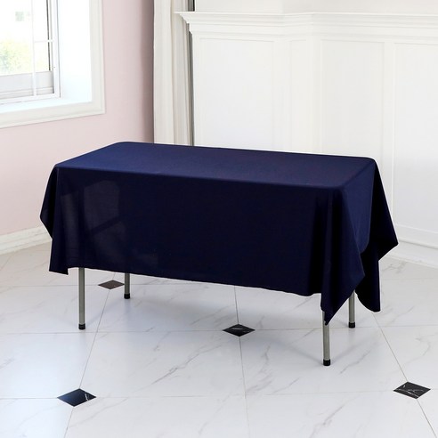 에스엠파티 박음질 마감 행사용 테이블보, 네이비, 6인(300 x 155cm)