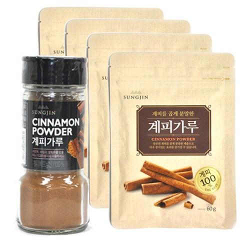 성진 계피 가루 병 45g + 지퍼형 60g x 4p 세트, 1세트, 총 285g 시나몬가루