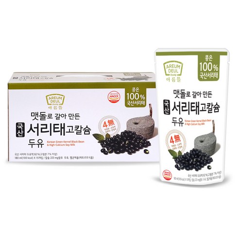 아름뜰 서리태 고칼슘 두유, 180ml/45팩, 45개, 180ml