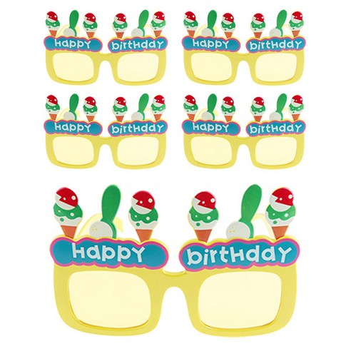 아이스크림 생일 안경, 옐로우, 5개