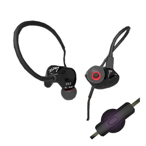 애니클리어 분리형 이어폰 마이크내장, KZ-ZS3, 블랙