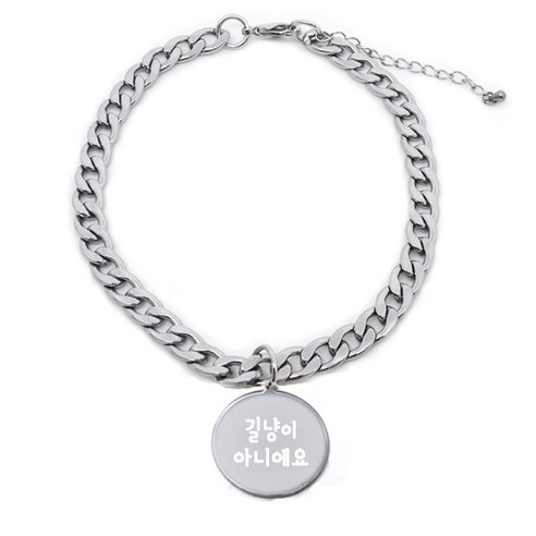 펫츠룩 써지컬 반려동물 체인A 원형 길냥이아니에요, 실버