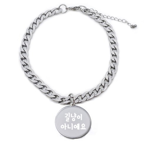 펫츠룩 써지컬 반려동물 체인A 원형 길냥이아니에요, 실버, 1개