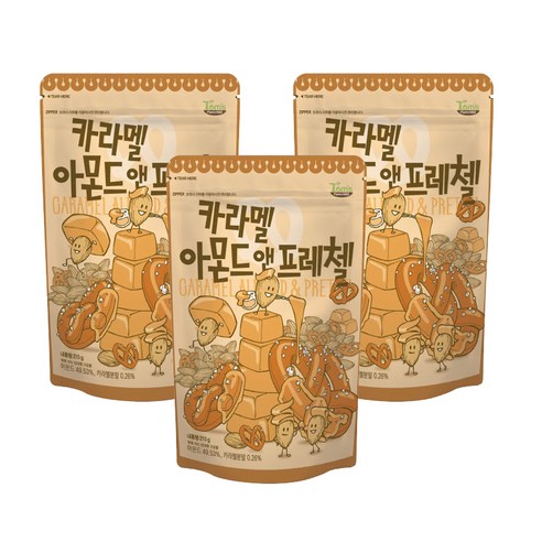 탐스팜 카라멜 아몬드 앤 프레첼, 210g, 3개