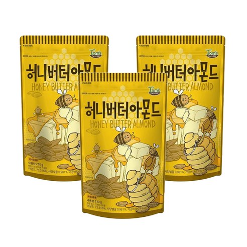 탐스팜 허니버터 아몬드, 210g, 3개