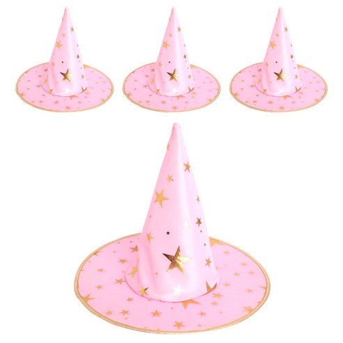 리빙다 별무늬 마녀모자, 핑크, 4개