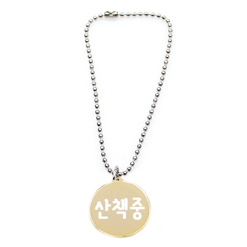 펫츠룩 반려동물 원형 펜던트 써지컬 체인 C 산책중, 체인(단일색상), 펜던트(골드)