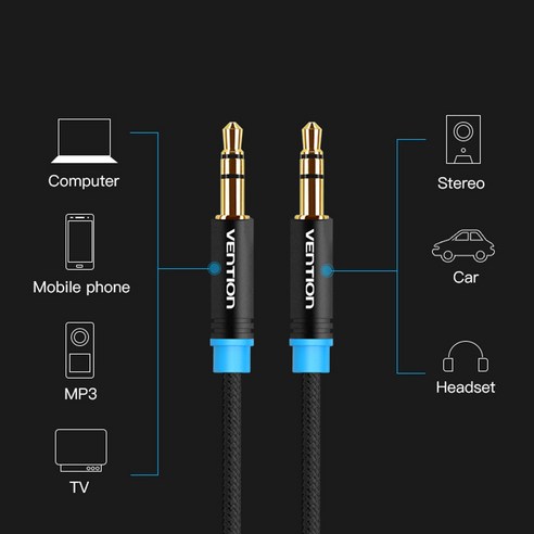 벤션 무산소 3.5mm 스테레오 고급형 AUX 케이블 3m