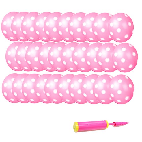 네오텍스 도트 로즈 인쇄 풍선 30cm 30p + 손펌프, 혼합색상, 1세트