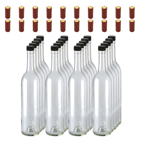 행복한농부 와인 공병 투명 750ml + 스크류 마개 + 열수축필름, 20세트