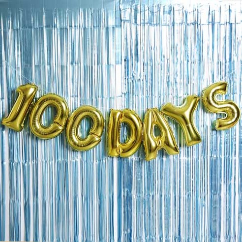 100 DAYS 은박풍선 커튼 세트, 골드, 1세트