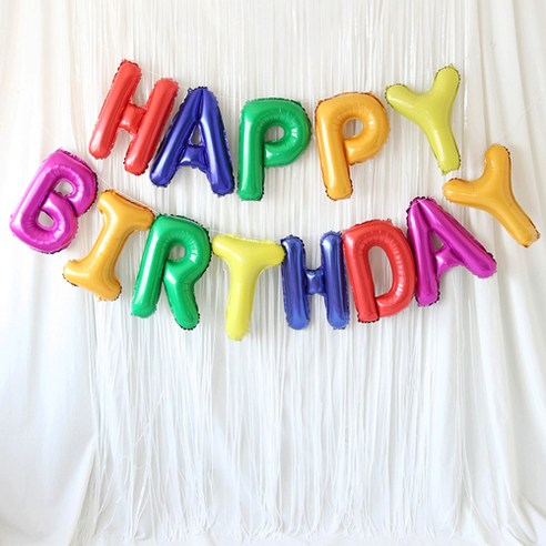HAPPY BIRTHDAY 은박풍선 커튼 세트, 크레파스, 1세트