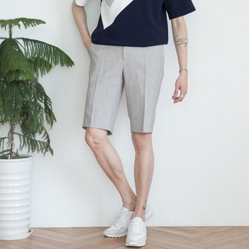 단군 남성용 허리 뒷밴딩 슬랙스 반바지