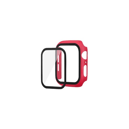 비쉐르 매트 라인 애플 워치 시리즈 5 44mm 하드 커버 케이스, 레드, 1개