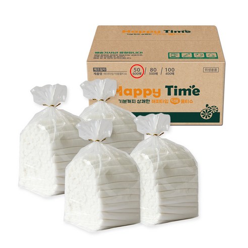 해피타임 덕용 냅킨 물티슈 홀타입 50g, 150개입, 4개
