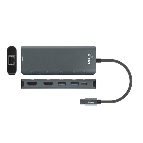 A-Port 4K 雙HDMI USB3.0 端口多擴展塢Type-C USB Hub Active C200 酷