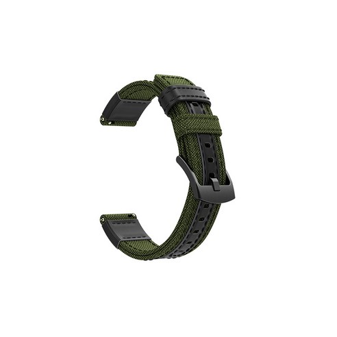 비쉐르갤럭시 액티브 1/2/워치3 20mm 미니멀 빈티지 패브릭 밴드 스트랩 (40/41/42mm 호환 가능), 버클(블랙), 스트랩(카키), 1세트